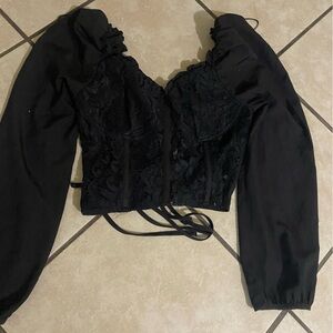 Elegant Black Lace Women's Top